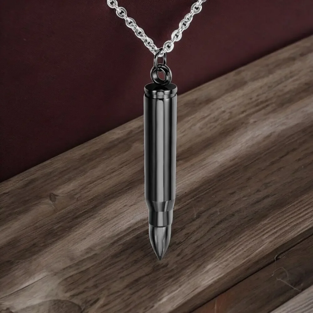 NEW black stainless steel bullet pendant necklace jewelry gift men B20